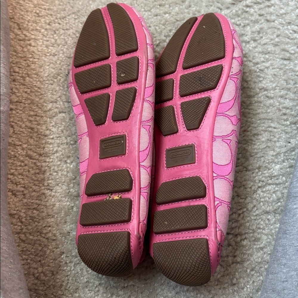 Coach Pink Signature Flats with Gold Accents - Picture 2 of 2